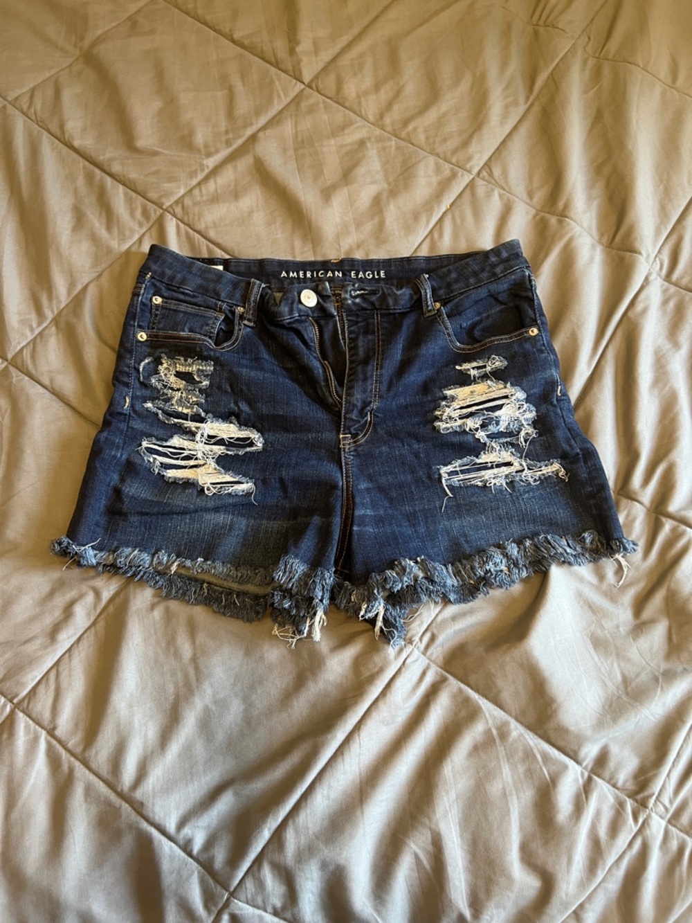 American Eagle Outfitters Navy Distressed Denim Cutoff Shorts